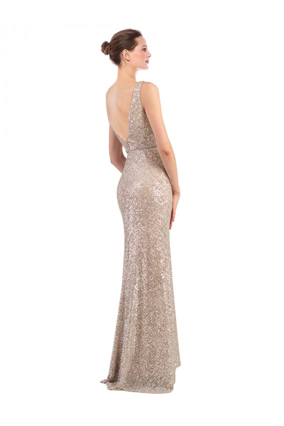 Faux Surplice V-Neck Slim Formal Sparkling Sequin Bridesmaid Dress / Prom Dress Brisbane