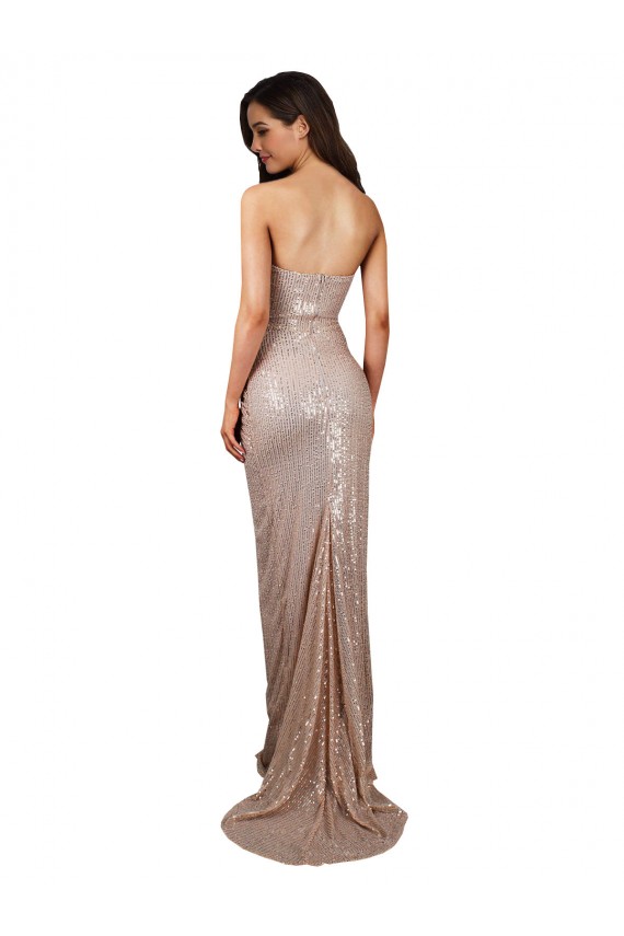 High Slit Scoop Neck Long Formal Sequin Bridesmaid Dress / Prom Dress Brisbane