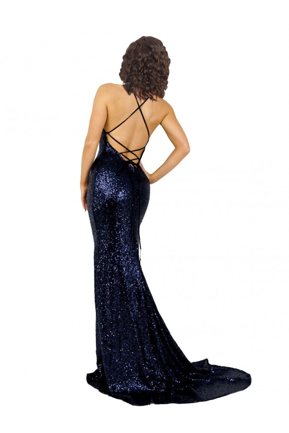 Mermaid V-Neck Low Back Long Formal Sequin Bridesmaid Dress / Prom Dress Brisbane