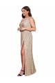 Deep V-Neck Sleeveless Sparkling Formal Sequin Bridesmaid Dress / Prom Dress with Draped Cowl Back Brisbane