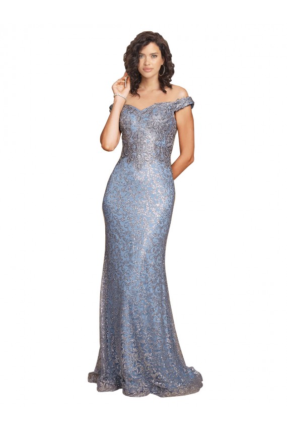 Off the Shoulder Sweetheart Neckline Formal Sequin Bridesmaid Dress / Prom Dress with Thigh High Slit Brisbane