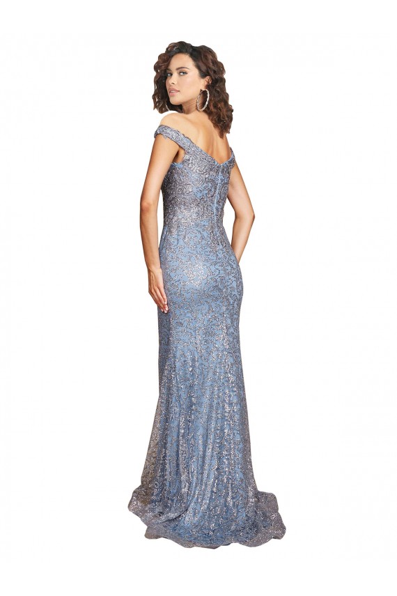Off the Shoulder Sweetheart Neckline Formal Sequin Bridesmaid Dress / Prom Dress with Thigh High Slit Brisbane