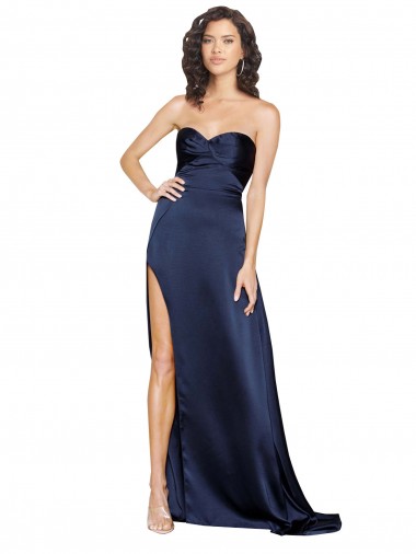 Knotted Sweetheart Formal Silky Satin Bridesmaid Dress / Prom Dress with High Side Split Brisbane