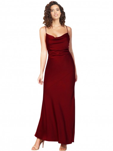 Cowl Neck Low Back Formal Silky Satin Bridesmaid Dress / Prom Dress with Thin Back Straps Brisbane