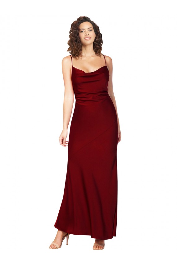Cowl Neck Low Back Formal Silky Satin Bridesmaid Dress / Prom Dress with Thin Back Straps Brisbane