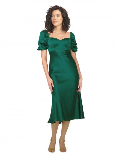 Ruched Sleeve Formal Silky Satin Bridesmaid Dress / Prom Dress Brisbane