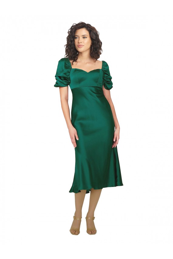 Ruched Sleeve Formal Silky Satin Bridesmaid Dress / Prom Dress Brisbane