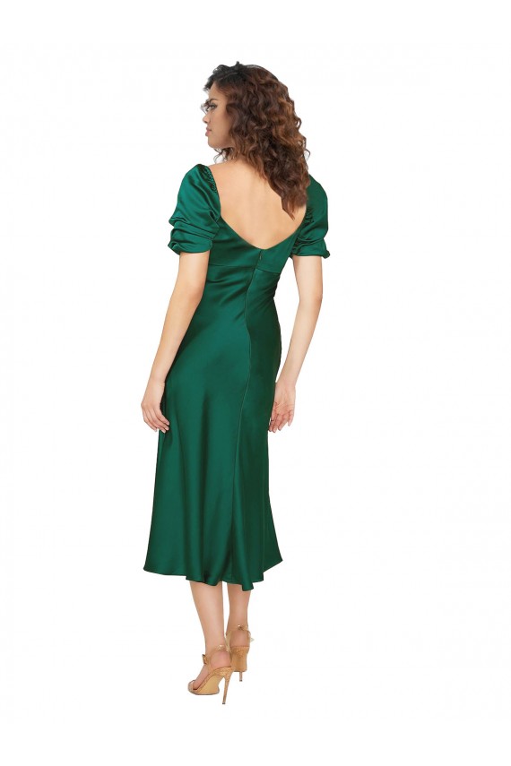 Ruched Sleeve Formal Silky Satin Bridesmaid Dress / Prom Dress Brisbane