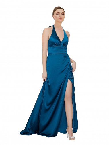 Halter Neck Formal Silky Satin Bridesmaid Dress / Prom Dress Brisbane