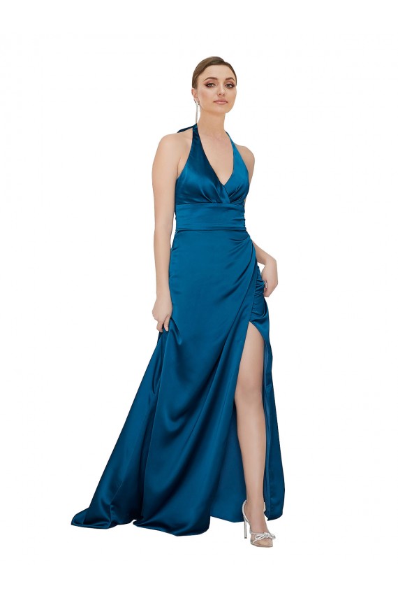 Halter Neck Formal Silky Satin Bridesmaid Dress / Prom Dress Brisbane