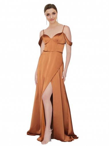 Formal Silky Satin Bridesmaid Dress / Prom Dress with Bustier Bodice Brisbane