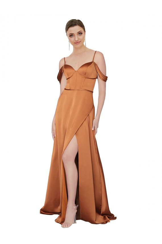 Formal Silky Satin Bridesmaid Dress / Prom Dress with Bustier Bodice Brisbane