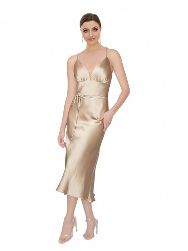 Empire Waist Formal Silky Satin Cocktail Midi Bridesmaid Dress / Prom Dress Brisbane
