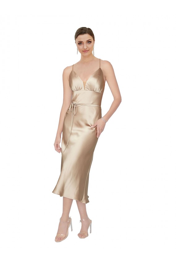 Empire Waist Formal Silky Satin Cocktail Midi Bridesmaid Dress / Prom Dress Brisbane