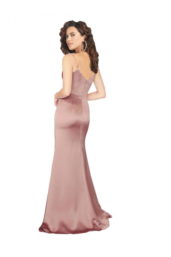Floor Length Formal Silky Satin Bridesmaid Dress / Prom Dress with Front Skirt Slit Brisbane