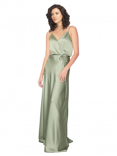 Formal Silky Satin Bridesmaid Dress with Tied Waist Brisbane