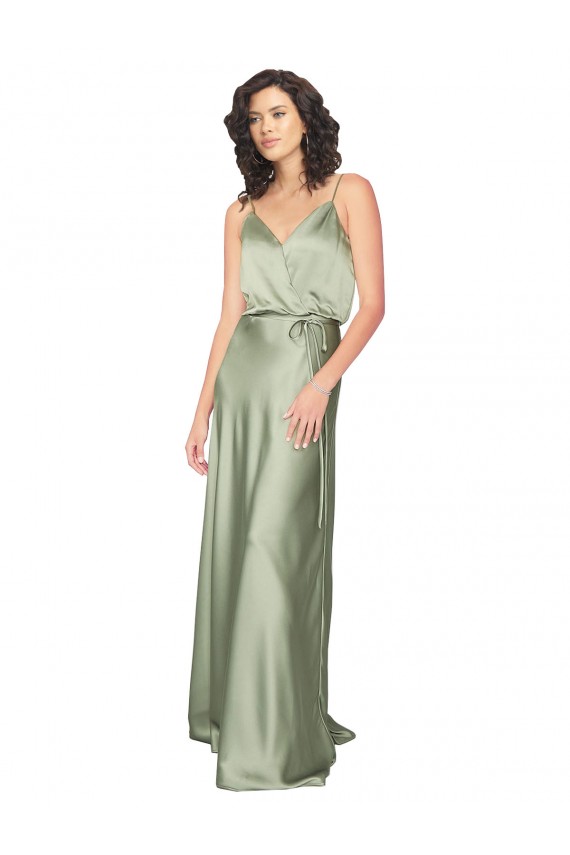 Formal Silky Satin Bridesmaid Dress with Tied Waist Brisbane