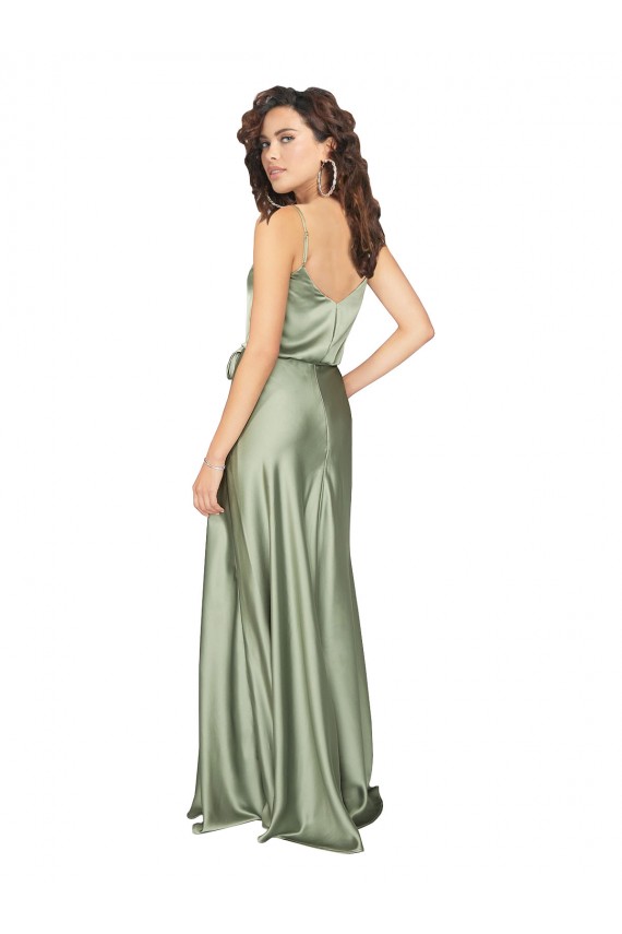 Formal Silky Satin Bridesmaid Dress with Tied Waist Brisbane