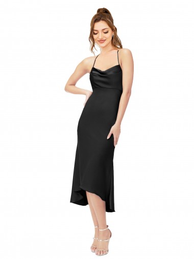 High Low Formal Silky Satin Cowl Neck Cocktail Midi Bridesmaid Dress / Prom Dress Brisbane