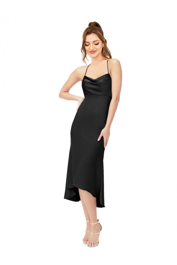 High Low Formal Silky Satin Cowl Neck Cocktail Midi Bridesmaid Dress / Prom Dress Brisbane