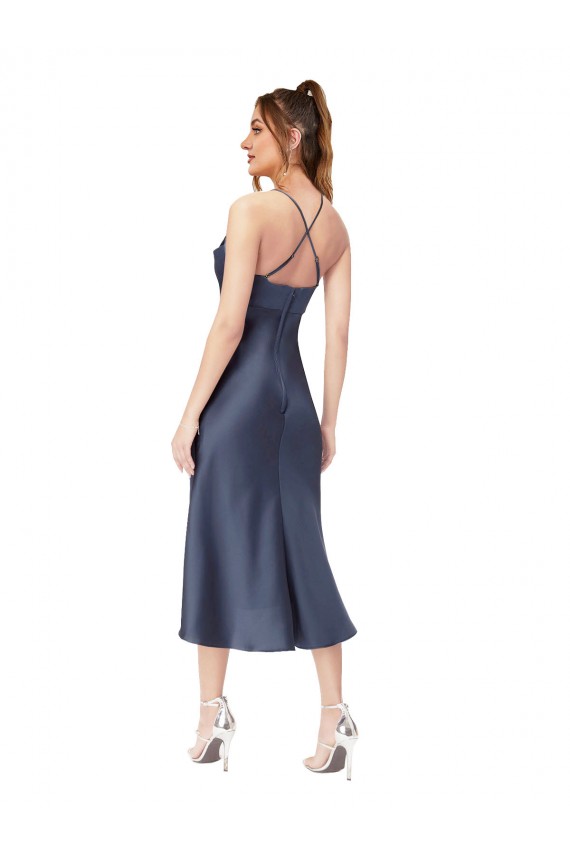 High Low Formal Silky Satin Cowl Neck Cocktail Midi Bridesmaid Dress / Prom Dress Brisbane