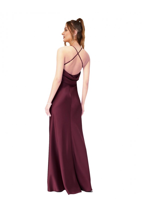 Cowl Back V-Neck Formal Silky Satin Bridesmaid Dress / Prom Dress Brisbane
