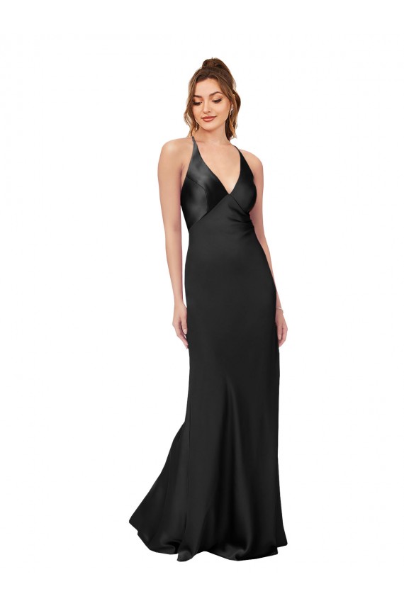 Cowl Back V-Neck Formal Silky Satin Bridesmaid Dress / Prom Dress Brisbane