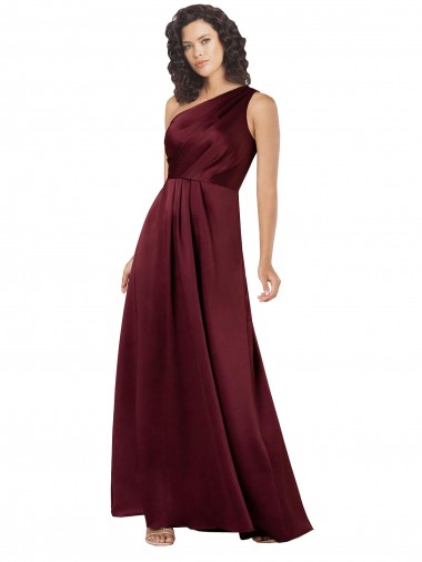 One Shoulder Formal Silky Satin Bridesmaid Dress / Prom Dress with Subtle Pleats Brisbane