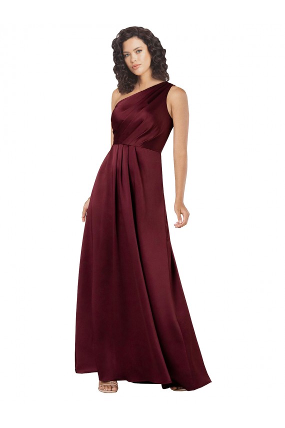 One Shoulder Formal Silky Satin Bridesmaid Dress / Prom Dress with Subtle Pleats Brisbane