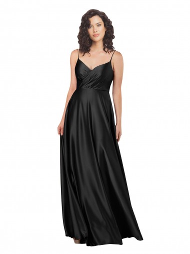 Full Length V-Neckline Formal Silky Satin Bridesmaid Dress / Prom Dress with Full Skirt Brisbane