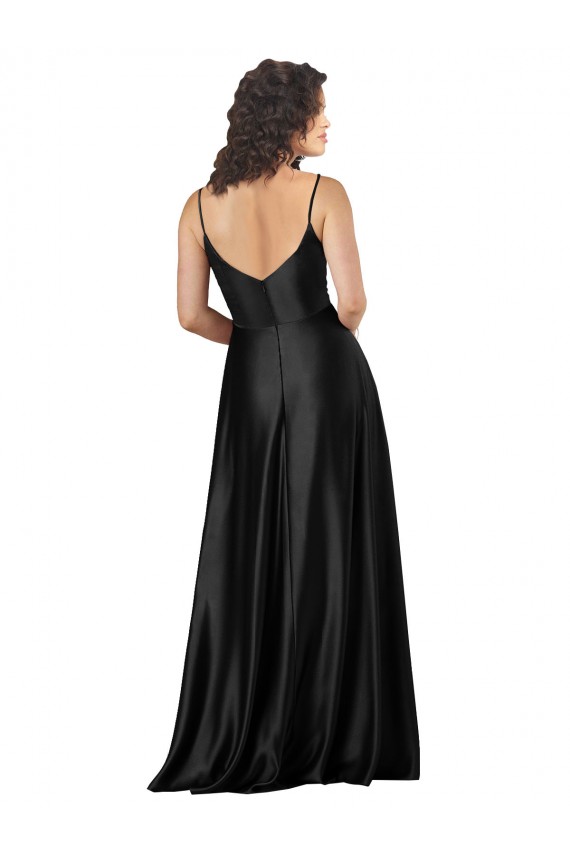 Full Length V-Neckline Formal Silky Satin Bridesmaid Dress / Prom Dress with Full Skirt Brisbane
