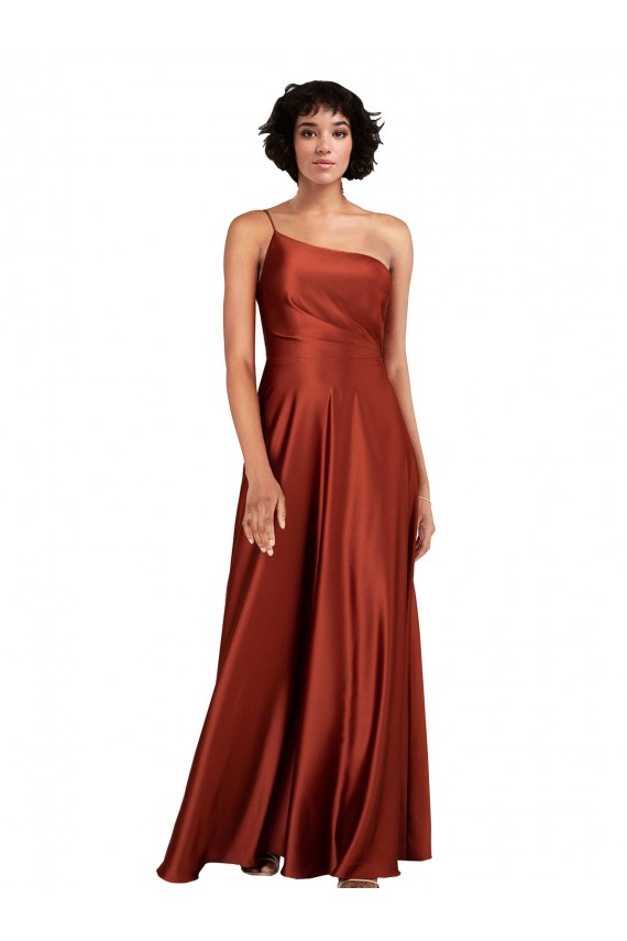 Sophisticated One Shoulder Formal Silky Satin Bridesmaid Dress / Prom Dress with Full Skirt Brisbane