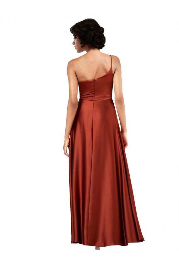 Sophisticated One Shoulder Formal Silky Satin Bridesmaid Dress / Prom Dress with Full Skirt Brisbane