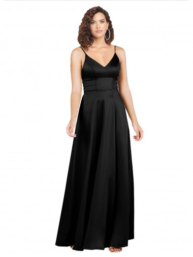 Formal Silky Satin Floor-Length Long Bridesmaid Dress / Prom Dress with V-Neckline Brisbane