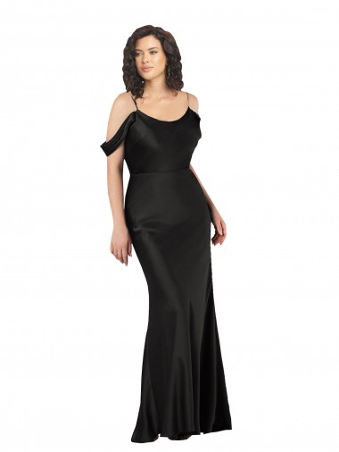 Off the Shoulder Sleeves Formal Silky Satin Bridesmaid Dress / Prom Dress with Skirt Slit Brisbane
