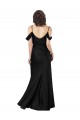 Off the Shoulder Sleeves Formal Silky Satin Bridesmaid Dress / Prom Dress with Skirt Slit Brisbane