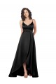 High Low V-Neckline Formal Silky Satin Tulip Bridesmaid Dress / Prom Dress with Wrap Skirt Brisbane