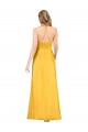 Halter A-Line Formal Silky Satin Bridesmaid Dress / Prom Dress with V-Neckline and Slit Brisbane