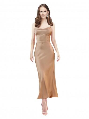 Cowl Neck Formal Silky Satin Midi Length Bridesmaid Dress / Cocktail Prom Dress Low Back Brisbane
