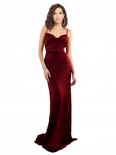 Cowl Neck Long Criss Cross Open Back Formal Silky Satin Bridesmaid Dress / Prom Dress Brisbane