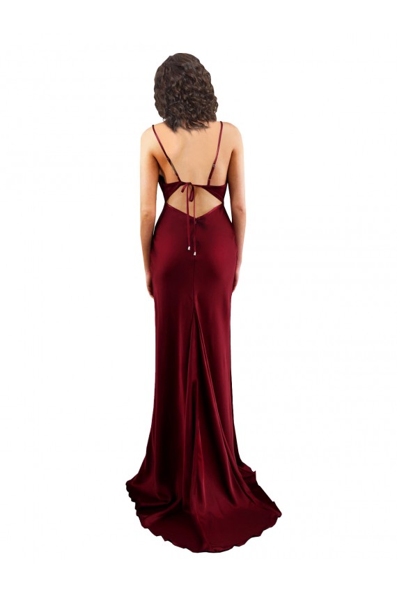 Cowl Neck Long Criss Cross Open Back Formal Silky Satin Bridesmaid Dress / Prom Dress Brisbane