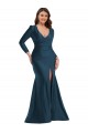 Long Sleeves Draped Wrap Formal Silky Satin Mermaid Bridesmaid Dress / Prom Dress with Front Slit Brisbane