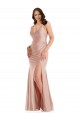 Deep V-Neck Formal Silky Satin Mermaid Bridesmaid Dress / Prom Dress with Side Slit Brisbane