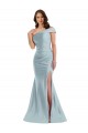 Bias-Cuff One Shoulder Formal Silky Satin Mermaid Bridesmaid Dress / Prom Dress with Side Slit Brisbane