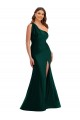Cascading Bow One Shoulder Formal Silky Satin Mermaid Bridesmaid Dress / Prom Dress with Front Slit Brisbane