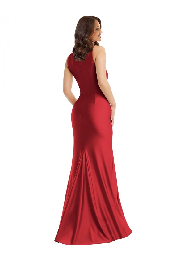 Square Neck Formal Silky Satin Mermaid Bridesmaid Dress / Prom Dress with Side Slit Brisbane
