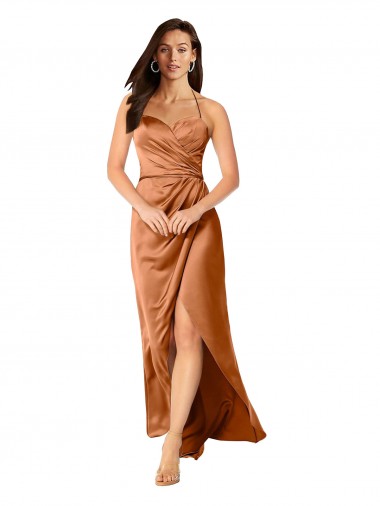 Faux-Wrap Skirt Formal Silky Satin Bridesmaid Dress / Prom Dress Brisbane