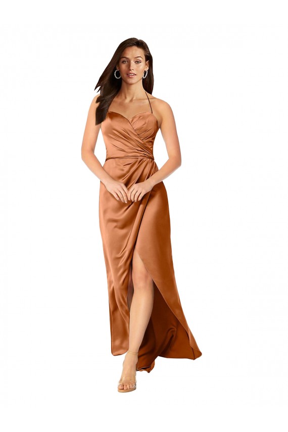 Faux-Wrap Skirt Formal Silky Satin Bridesmaid Dress / Prom Dress Brisbane