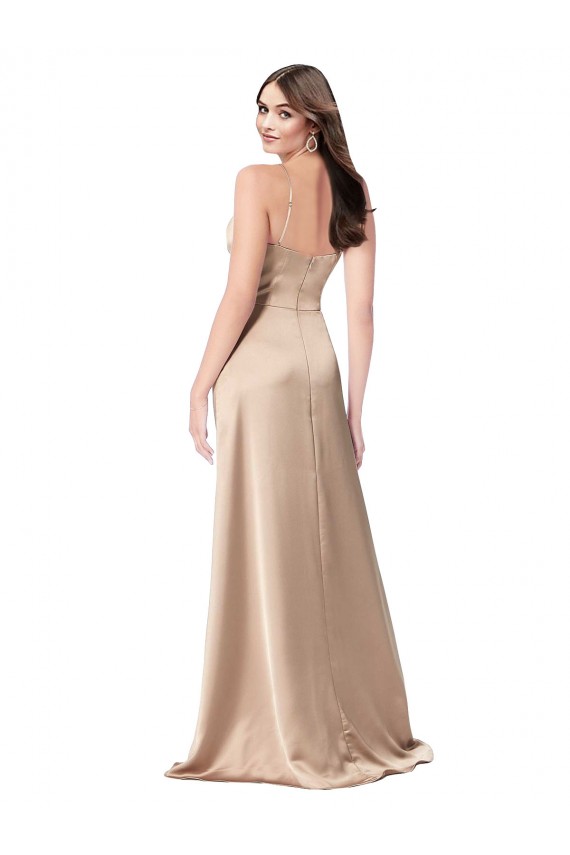 Formal Silky Satin Bridesmaid Dress / Prom Dress with Draped Surplice Bodice Brisbane