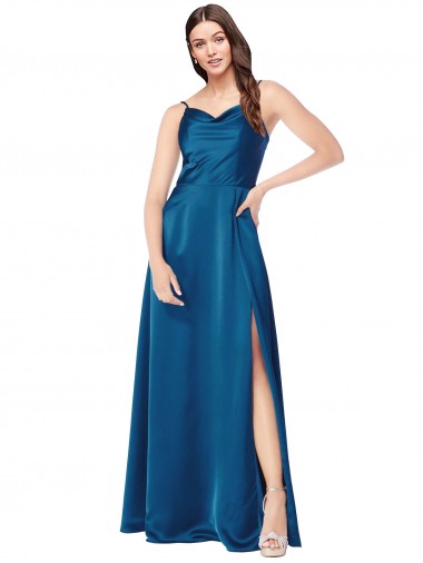 Cowl Neck Salky Satin Bridesmaid Dress / Prom Dress Brisbane